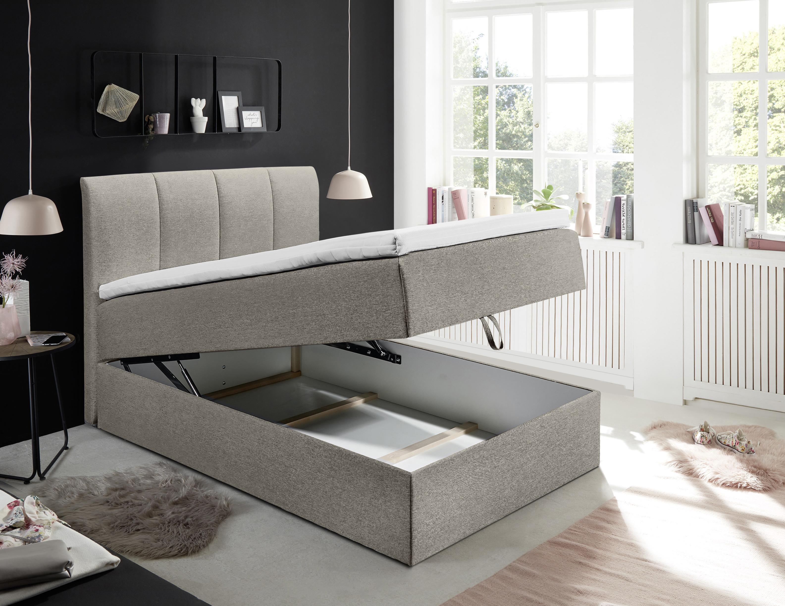 Boxspringbett Granada ca. 120x200 cm Schlammfarben - Schlammfarben/Schwarz, Basics, Kunststoff/Textil (120/200cm) - MID.YOU