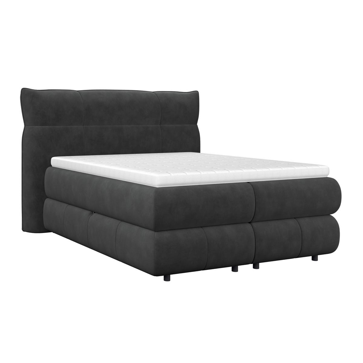 Boxspring Krevet Carmelo - crna, Trend, tekstil/plastika (140/200cm) - Premium Living