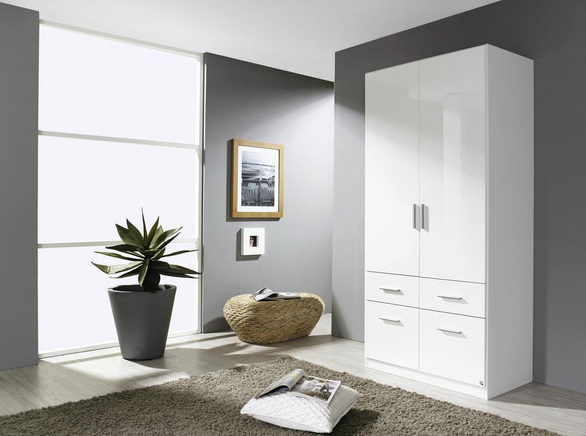 Ormar Za Odjeću Celle - bijela/bijela visoki sjaj, Moderno, drvo/plastika (91/197/54cm) - Modern Living