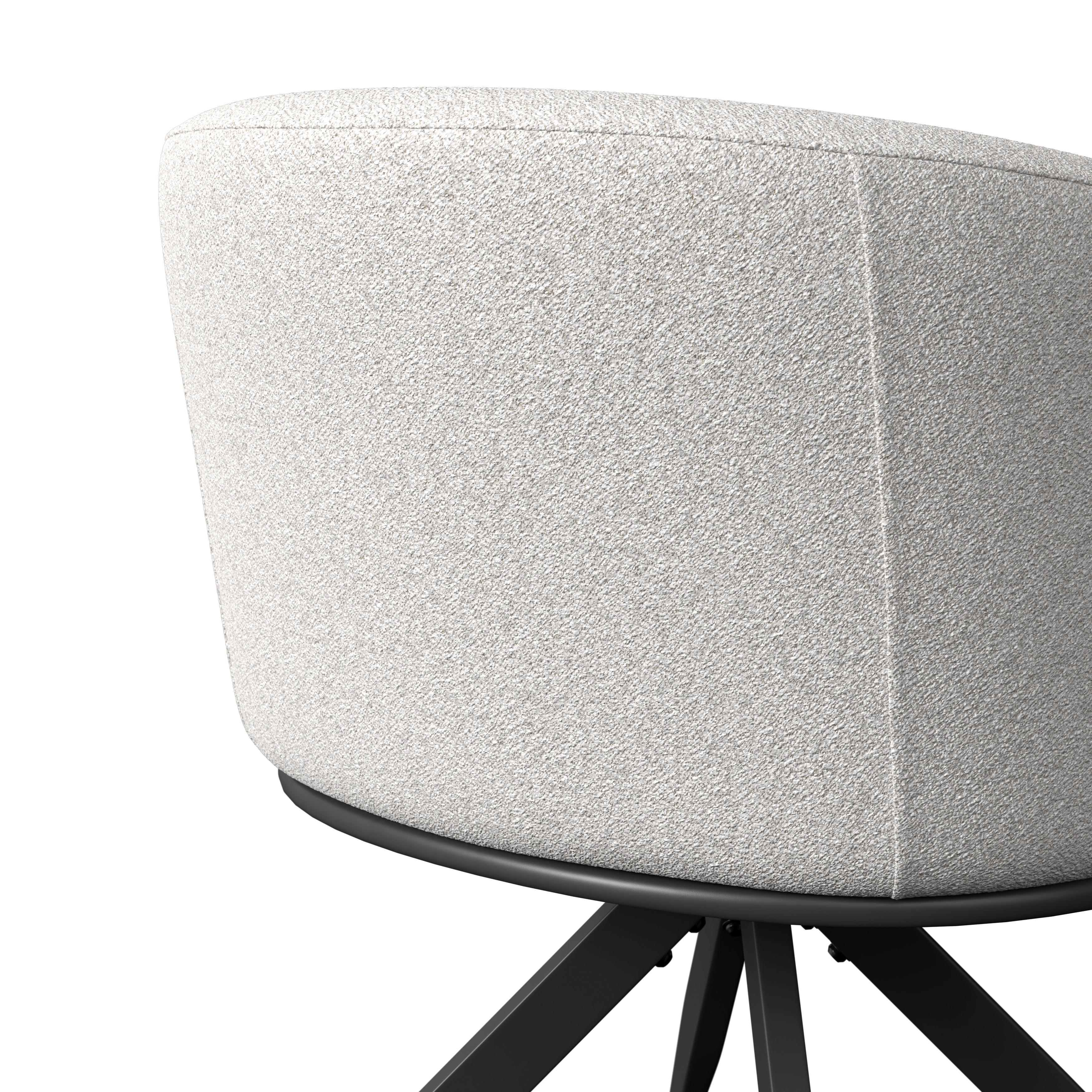 Armlehnstuhl Nela Steingrau Bouclé Drehbar Gepolstert - Schwarz/Grau, MODERN, Holz/Textil (62/77/62cm) - Bessagi Home