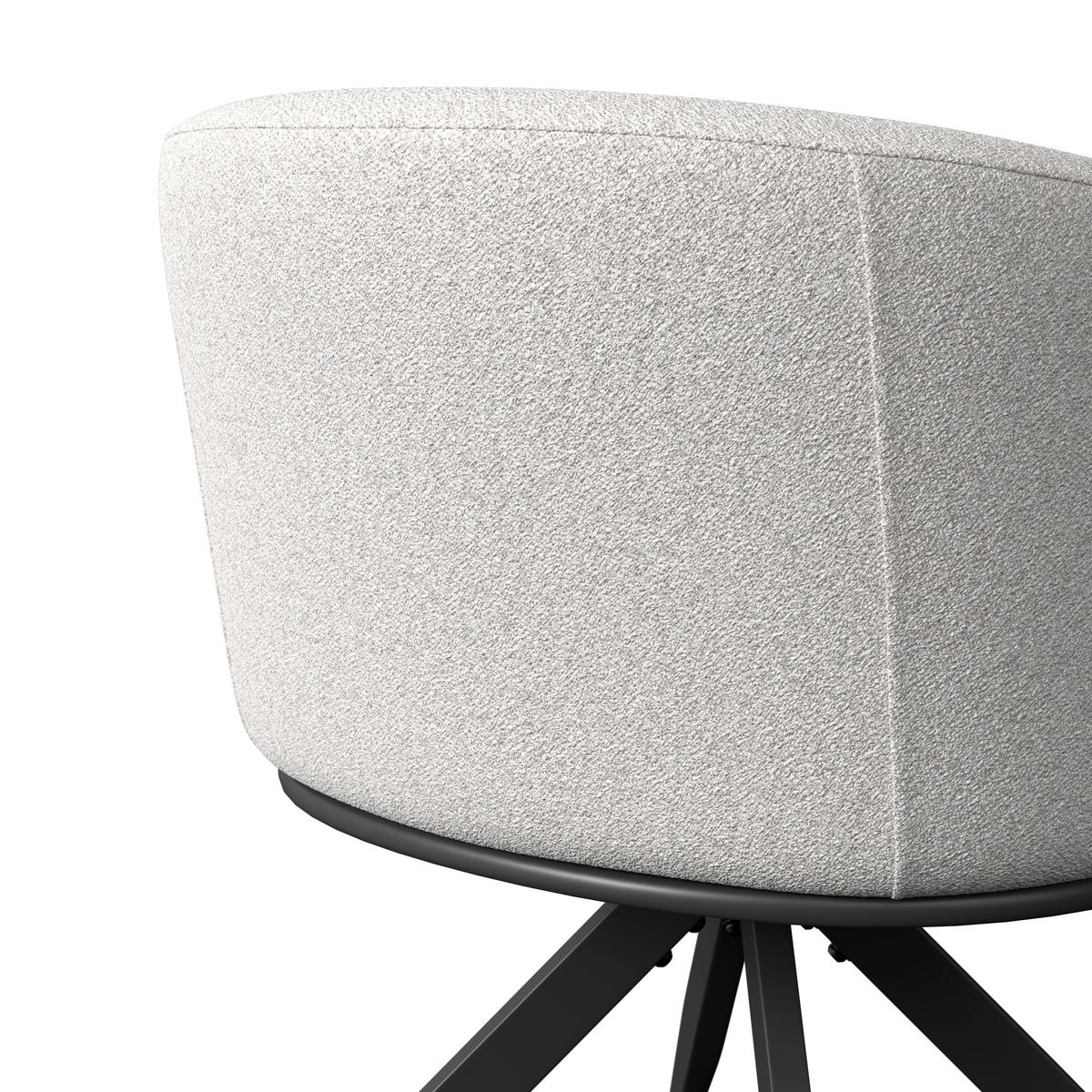 Armlehnstuhl Nela Steingrau Bouclé Drehbar Gepolstert - Schwarz/Grau, MODERN, Holz/Textil (62/77/62cm) - Bessagi Home