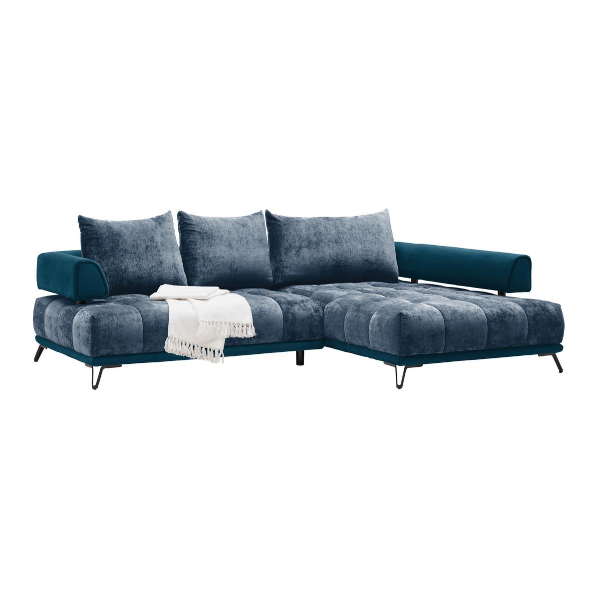Ecksofa Morgan Royalblau - Royalblau/Schwarz, MODERN, Textil/Metall (262/67-87/184cm) - Mömax