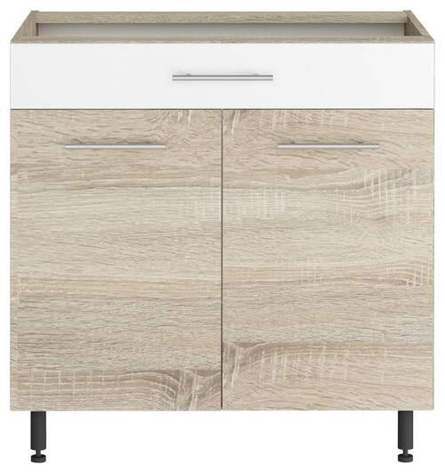 Konyhai Alsószekrény Corina - Sonoma tölgy/fehér, Modern, fa/fém (80/82,4/58cm)