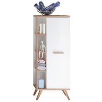 SZAFKA ŚREDNIA NOVENTA  -TOP- - kolor dębowy/biały, Design, materiał drewnopochodny/szkło (50,5/128/33cm) - Xora