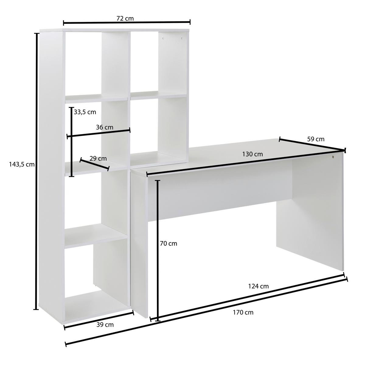 Mladinska Pisalna Miza Wl6.391 - bela, Moderno, leseni material (170/59/143,5cm) - MID.YOU