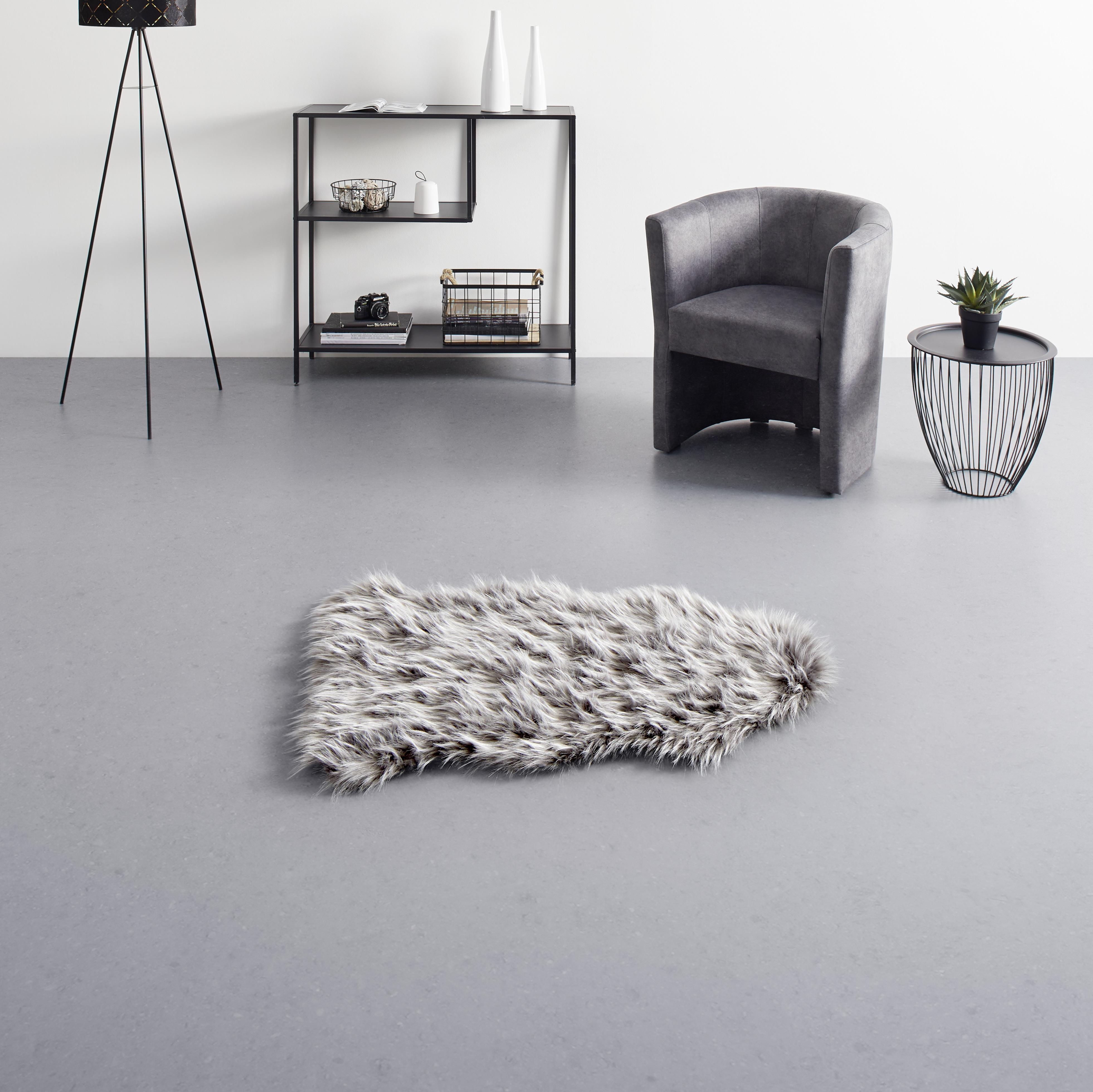 Blană artificială Marina - alb/gri, textil/blană (60/90cm) - Modern Living