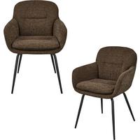 ARMLEHNSTUHL-SET Runa Braun B: 57cm - Schwarz/Braun, MODERN, Textil/Metall (57/82/59cm) - Livetastic