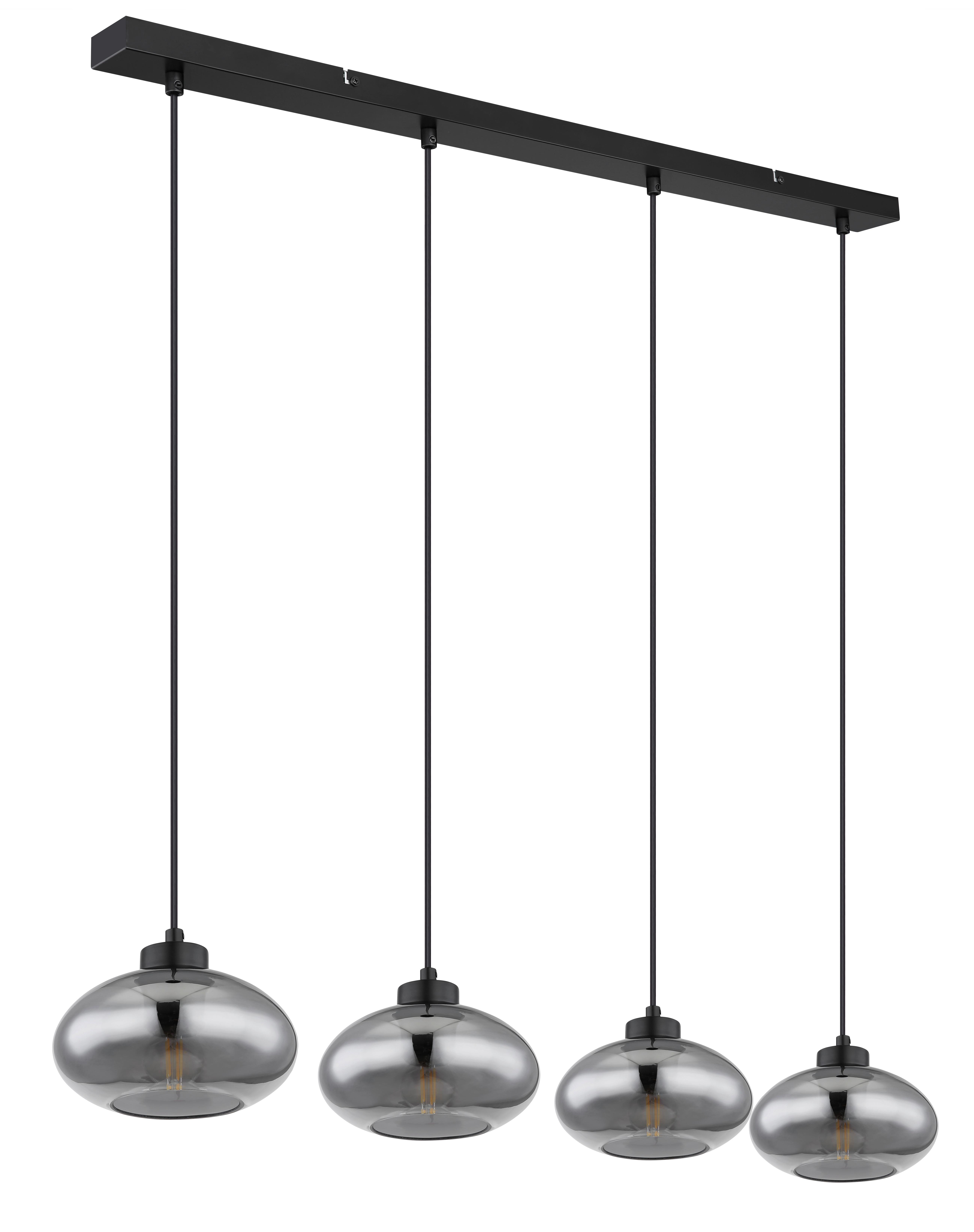 HÄNGELEUCHTE 15572-4H  SHAUN - Schwarz/Grau, Basics, Glas/Kunststoff (96/18/120cm) - Globo