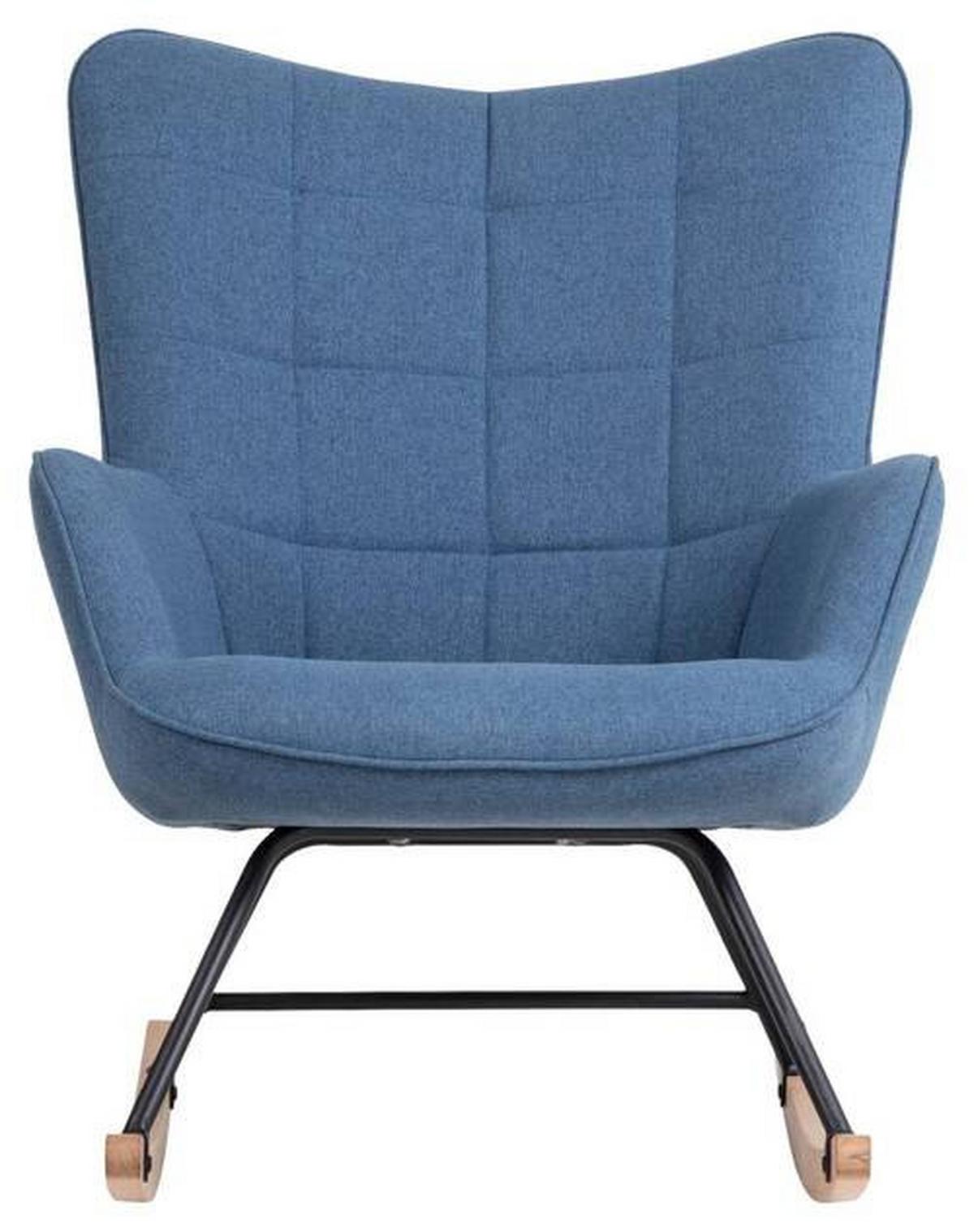 Schaukelsessel Richie Blau, Webstoff - Blau/Buchefarben, MODERN, Holz/Textil (72/92/92cm) - MID.YOU