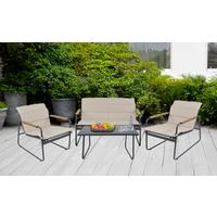 LOUNGEGARNITUR LEXILA 920577 4-TLG - Creme/Schwarz, Modern, Glas/Kunststoff - Gardenson