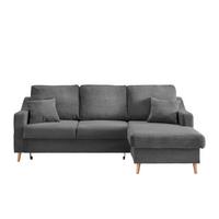 Ecksofa VALENTINA Cord ca. 228x150 cm Grau - Naturfarben/Grau, Design, Holz/Textil (228/150cm) - P & B
