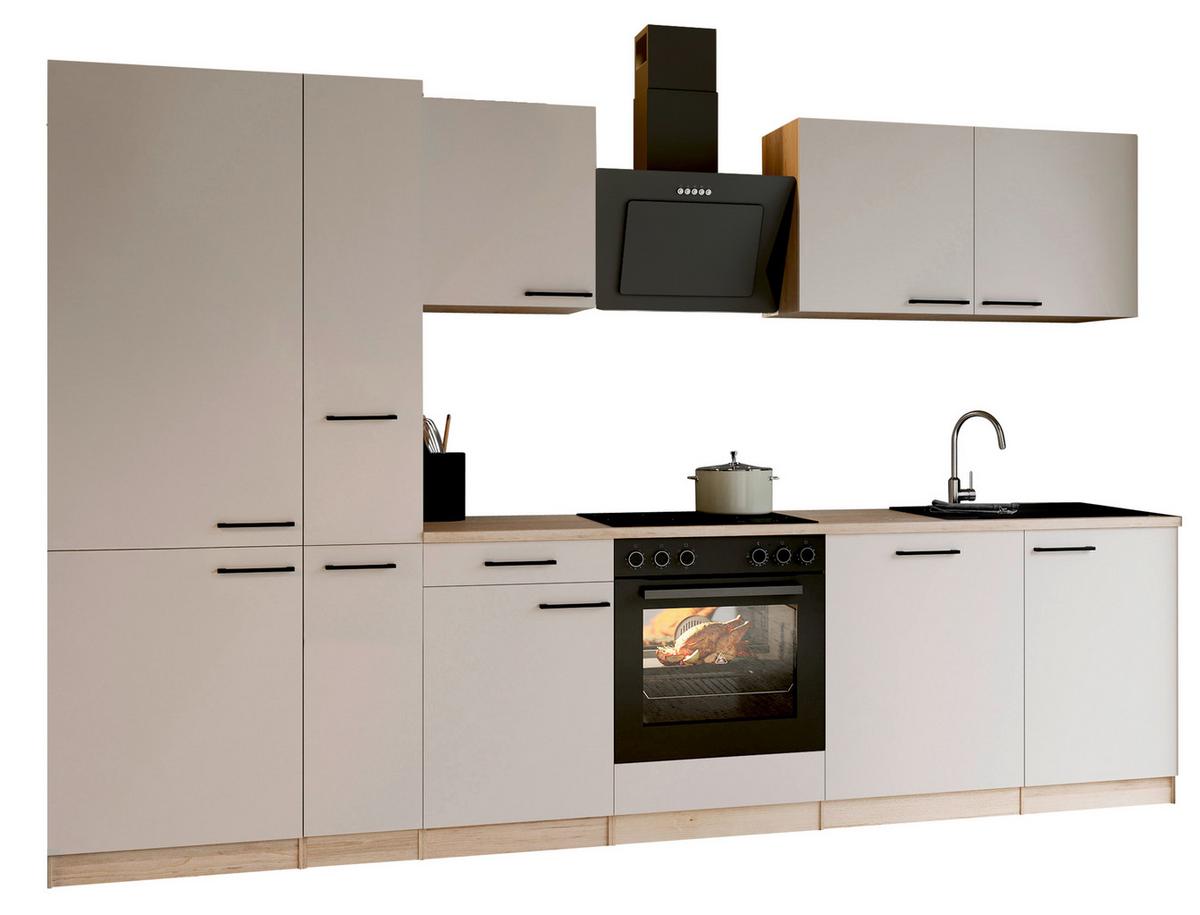 Küchenblock Merle m. Geräten Kaschmir - Kaschmir/Eichefarben, Trend, Holzwerkstoff/Metall (310cm) - Respekta