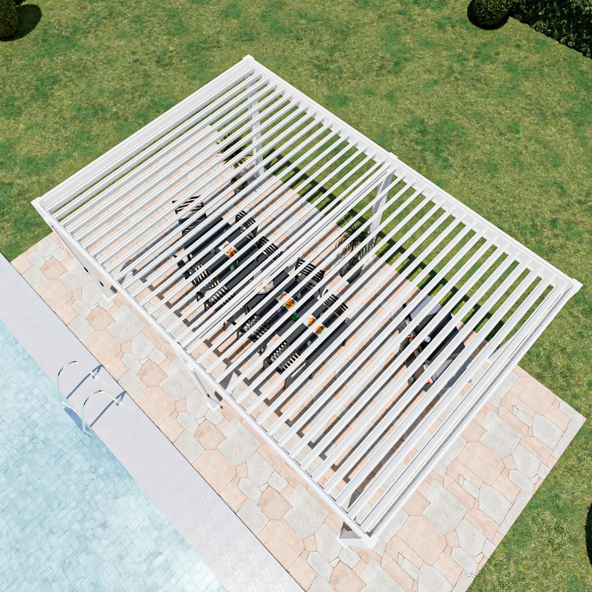 Pergola Superior, Bela, 3,6x5,3m - bela/visoki sijaj, Basics, kovina (360/255/530cm) - Gardenson