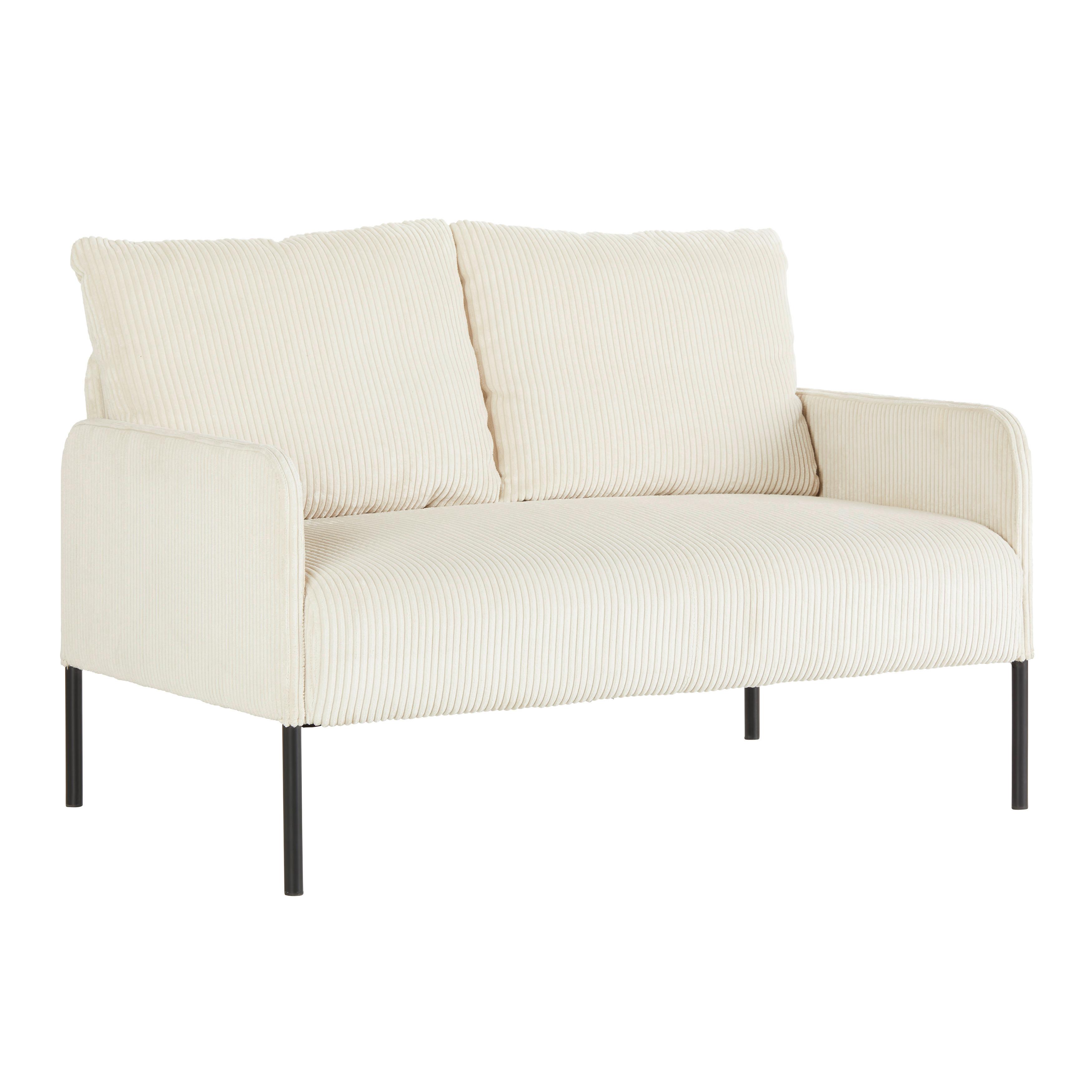 Sofa Cord -Trend- - bež/crna, Modern, metal/tekstil (120/82/79cm) - Premium Living