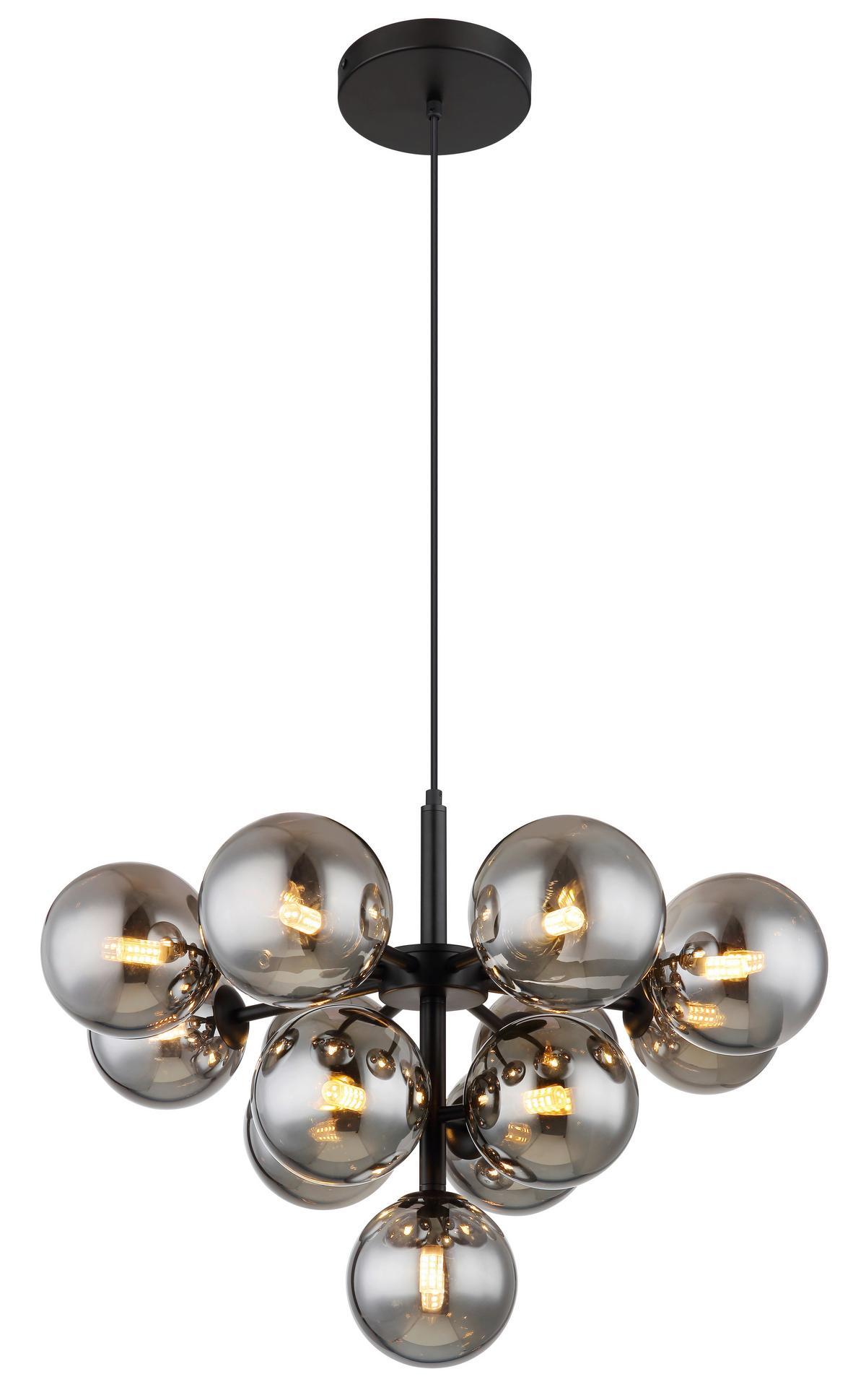 Viseća Svjetiljka Grappy - crna, Design, staklo/metal (56/120cm) - Globo