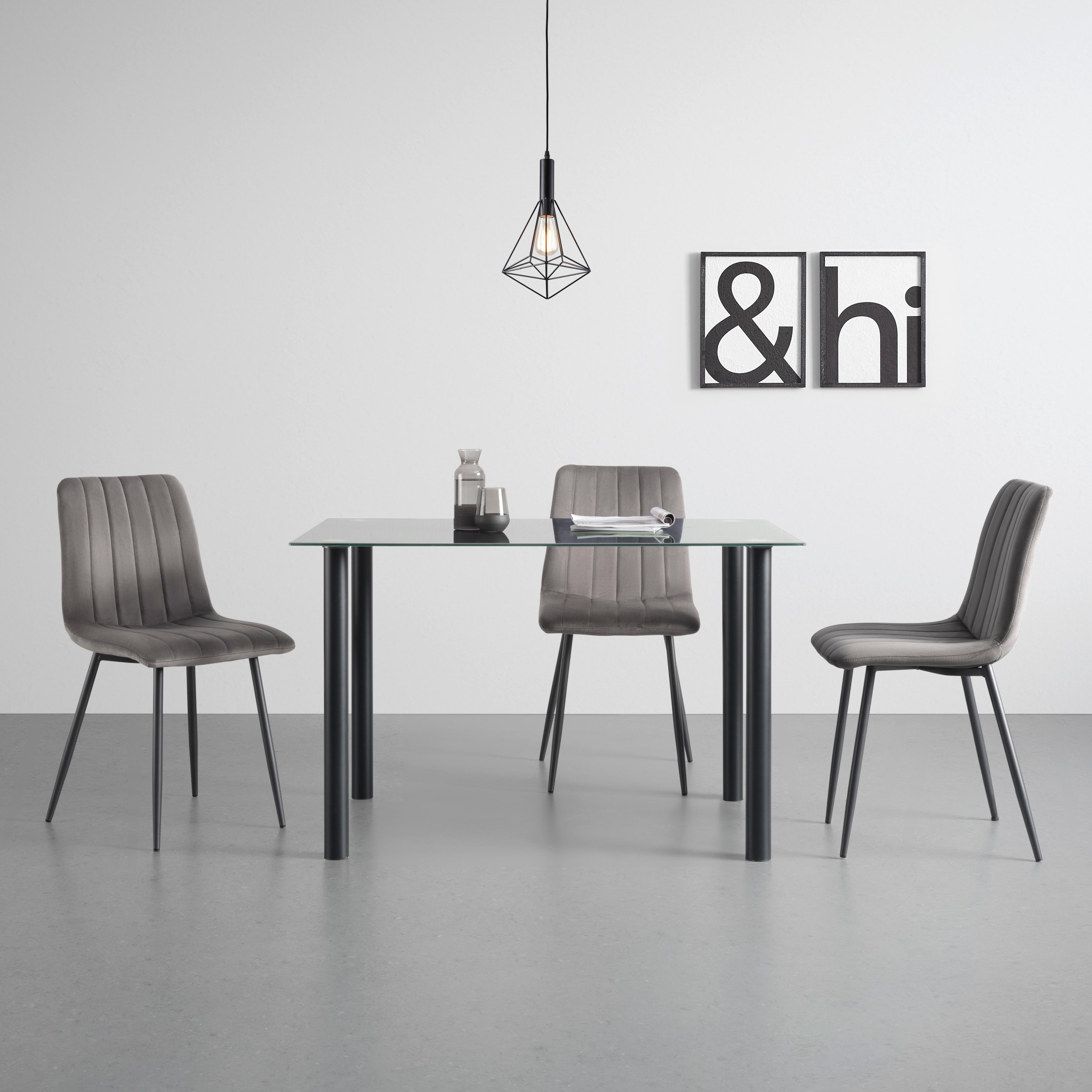 Esstisch Simon in Grau/Schwarz - Schwarz/Grau, Basics, Glas/Metall (120/76/80cm) - Mömax