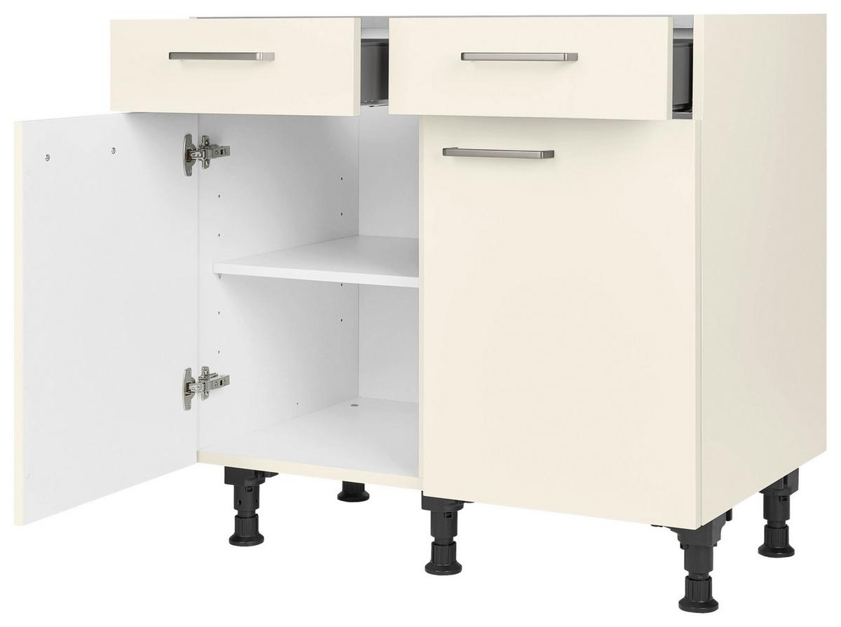 Schubkastenunterschrank Touch Magnolie - Edelstahlfarben/Magnolie, MODERN, Holzwerkstoff/Metall (90/87/56cm) - Nobilia