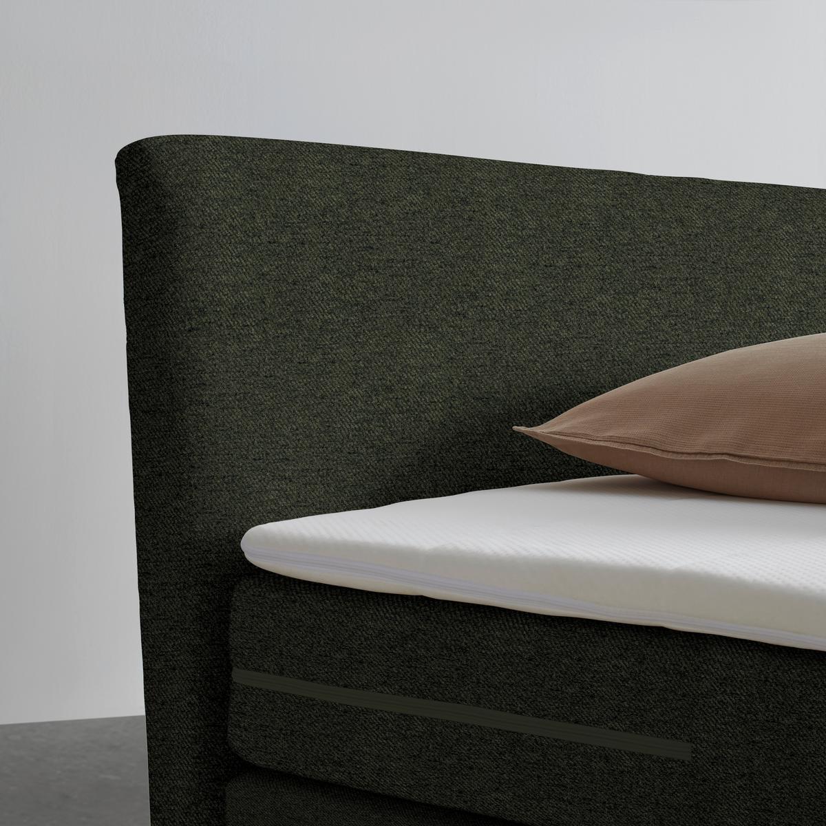 Boxspringbett Bari Grün/Schwarz ca. 200x200cm - Schwarz/Grün, KONVENTIONELL, Holz/Textil (200/200cm) - Based