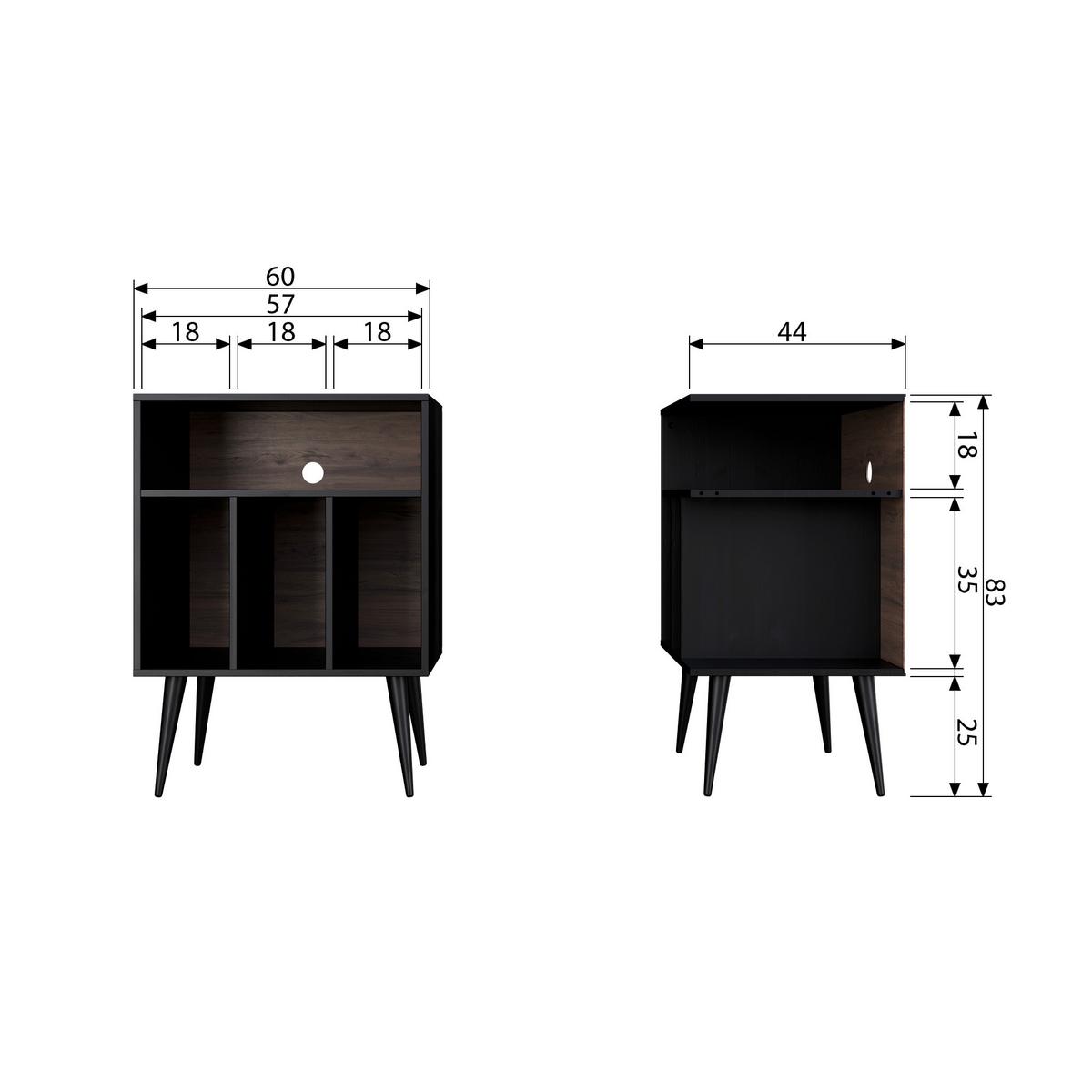 Kommode James Schwarz/Walnussfarben B: 60cm - Walnussfarben/Schwarz, Design, Holz/Holzwerkstoff (60/83/44cm) - Livetastic