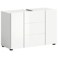Waschbeckenunterschrank Vira ca. 82x56 cm Weiß - Weiß Hochglanz/Schwarz, MODERN, Holzwerkstoff/Kunststoff (82/56/34cm) - MID.YOU