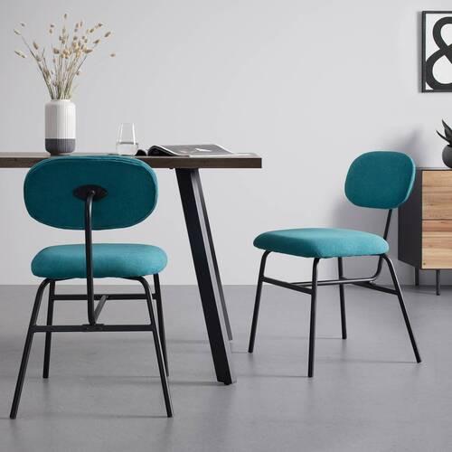 Stuhl-Set "Pino", türkis - Türkis/Schwarz, MODERN, Holz/Textil (46/80/55cm) - Bessagi Home