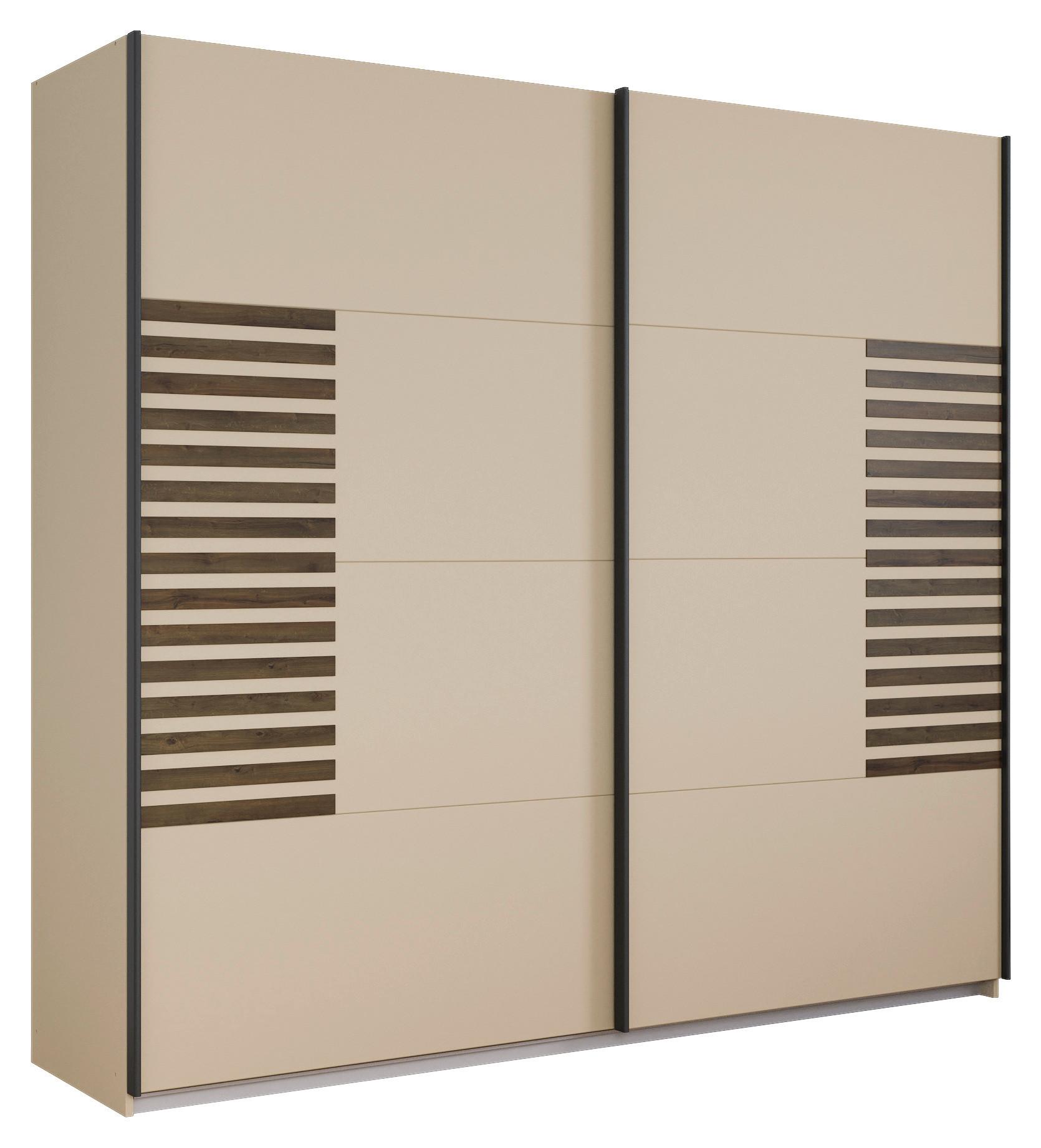 Omara Z Drsnimi Vrati Barea, Barva Šampanjca - barve šampanjca/siva, Moderno, kovina/leseni material (226/210/62cm) - Rauch Möbel