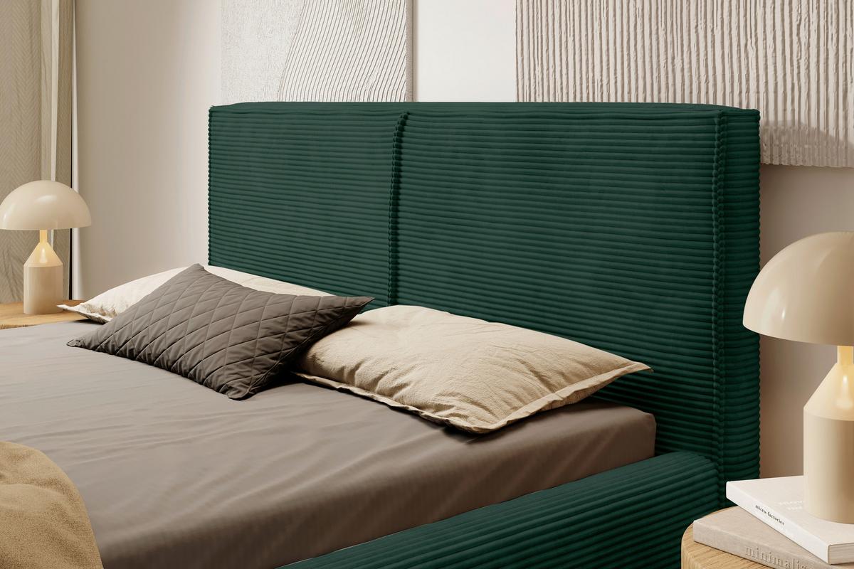 Oblazinjena Postelja Inez, Temno Zelena, 180x200cm - črna/temno zelena, Moderno, kovina/tekstil (180/200cm) - P & B