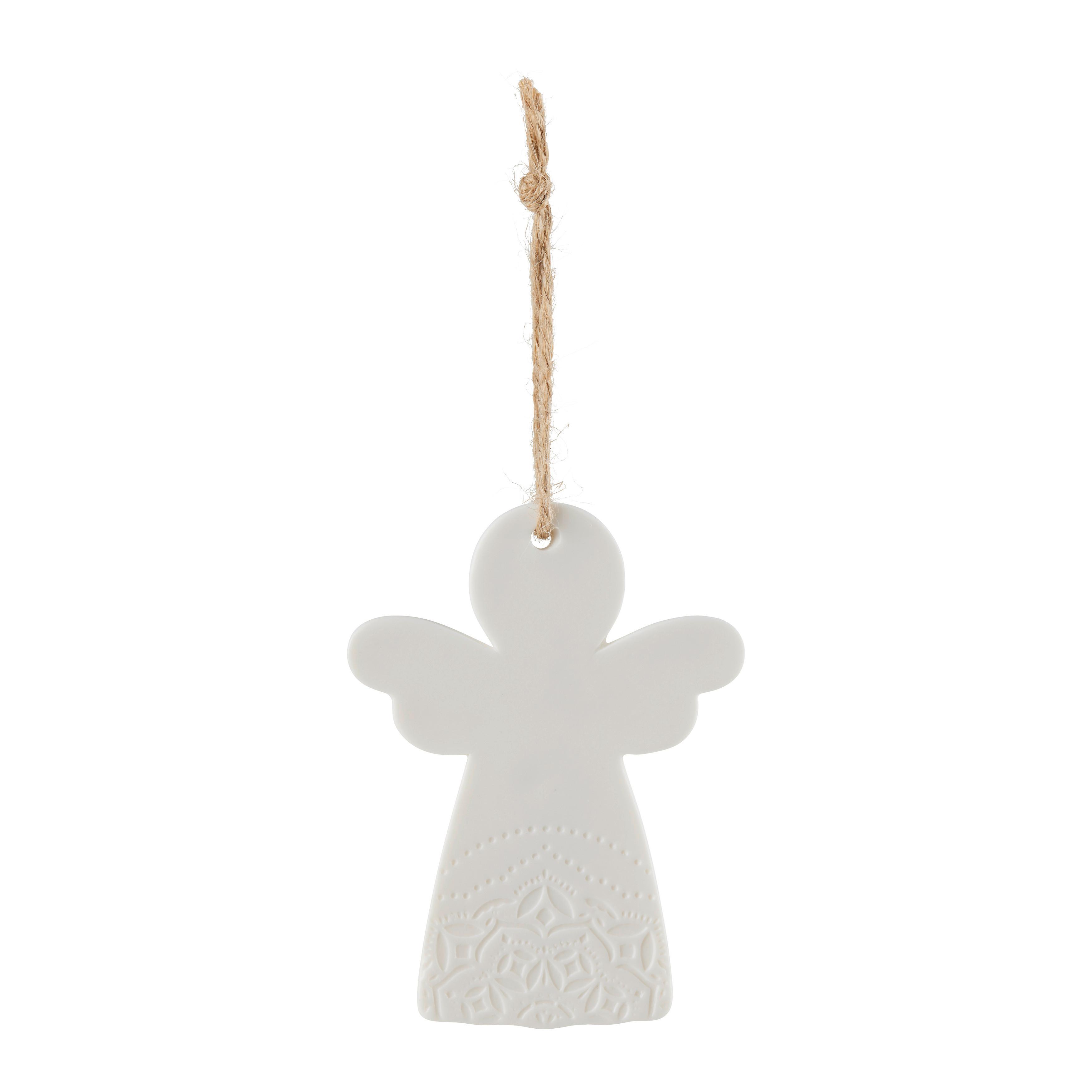 Függődísz Frieda - fehér, Konventionell, textil/kerámia (7/9/0,5cm) - Modern Living
