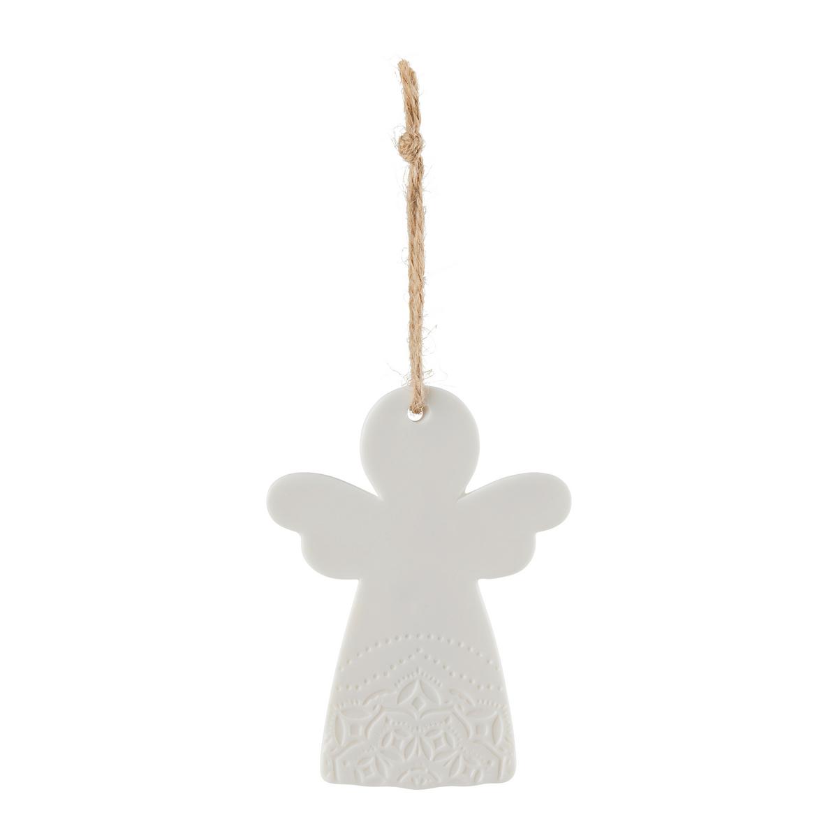 Függődísz Frieda - fehér, Konventionell, textil/kerámia (7/9/0,5cm) - Modern Living