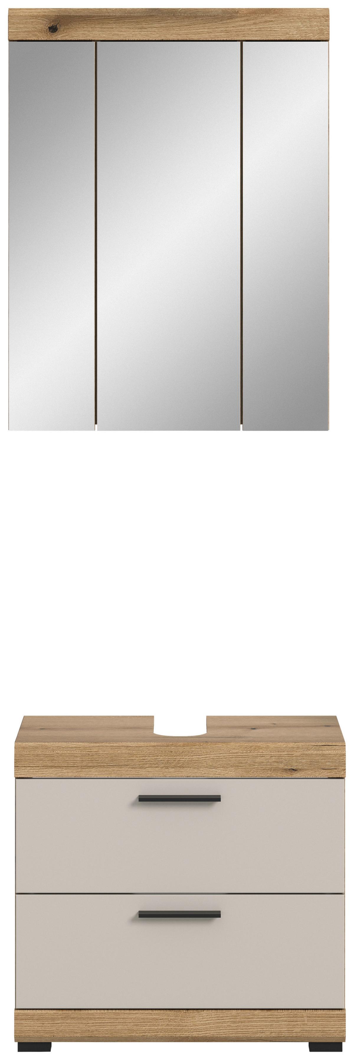 Badezimmer Scout 2-tlg. ca. 60 cm Kaschmir - Kaschmir/Schwarz, MODERN, Glas/Holzwerkstoff (60cm) - MID.YOU