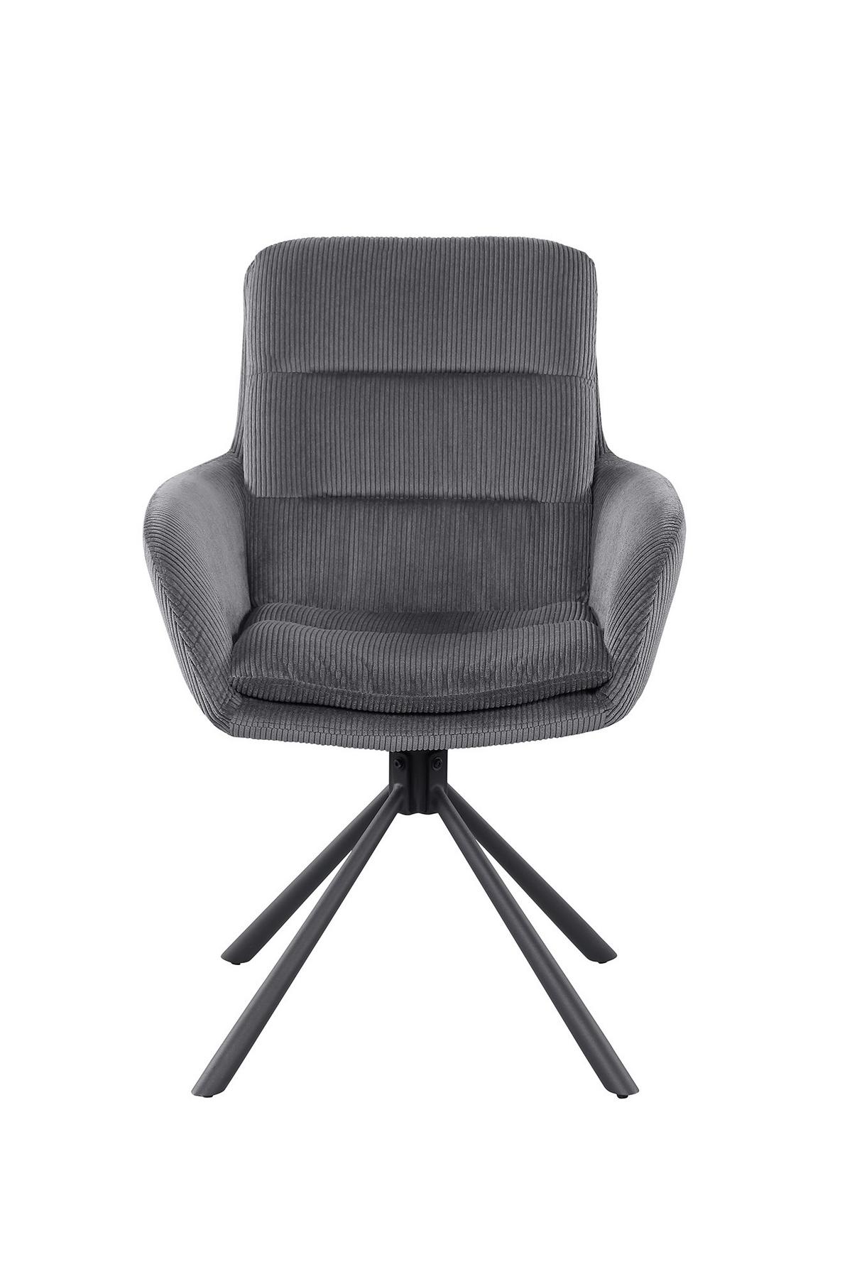 Naslanjač Cord, Temno Siva, Vrtljiv - temno siva/črna, Moderno, kovina/tekstil (60/89/64cm) - Livetastic