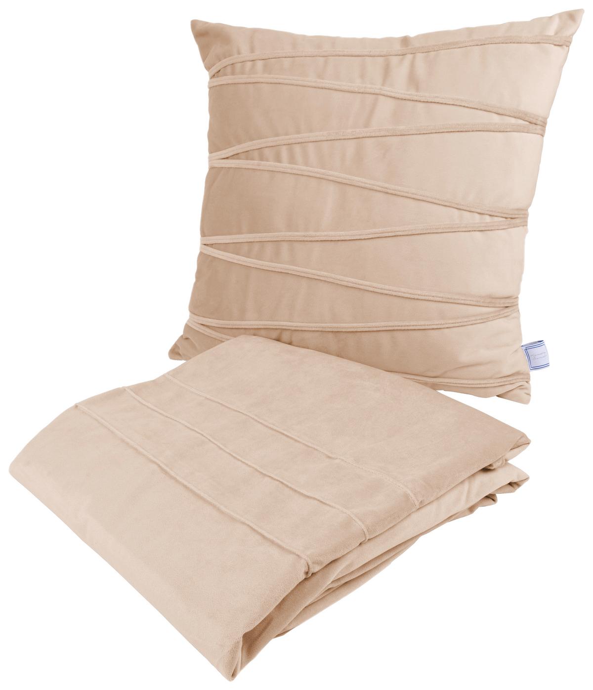 KUSCHELSET PAULINA 125 2ER-SET - Champagner, Konventionell, Textil (130/170/17cm)