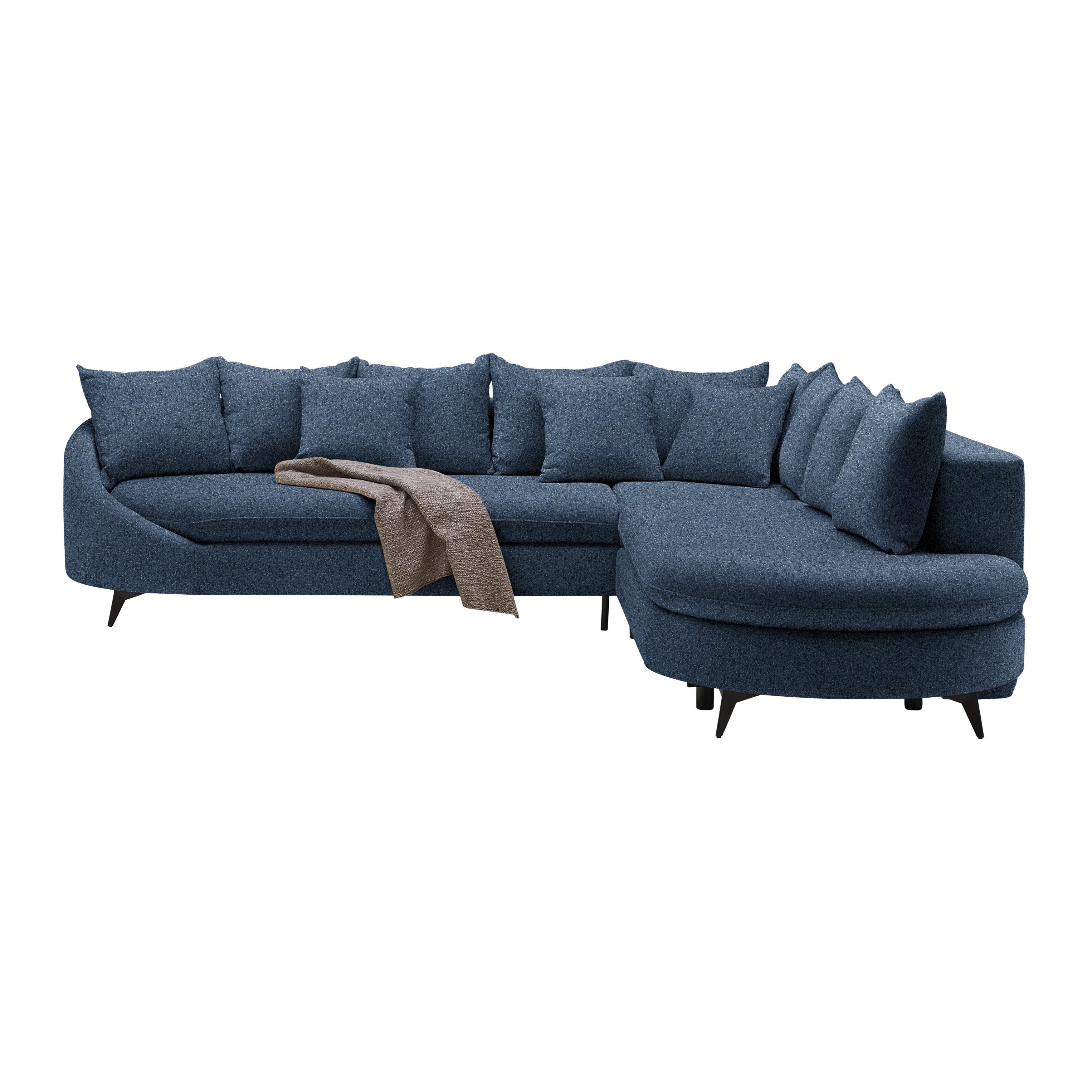 Ecksofa Axel Dunkelblau - Schwarz/Dunkelblau, MODERN, Textil/Metall (291/250cm) - Mömax