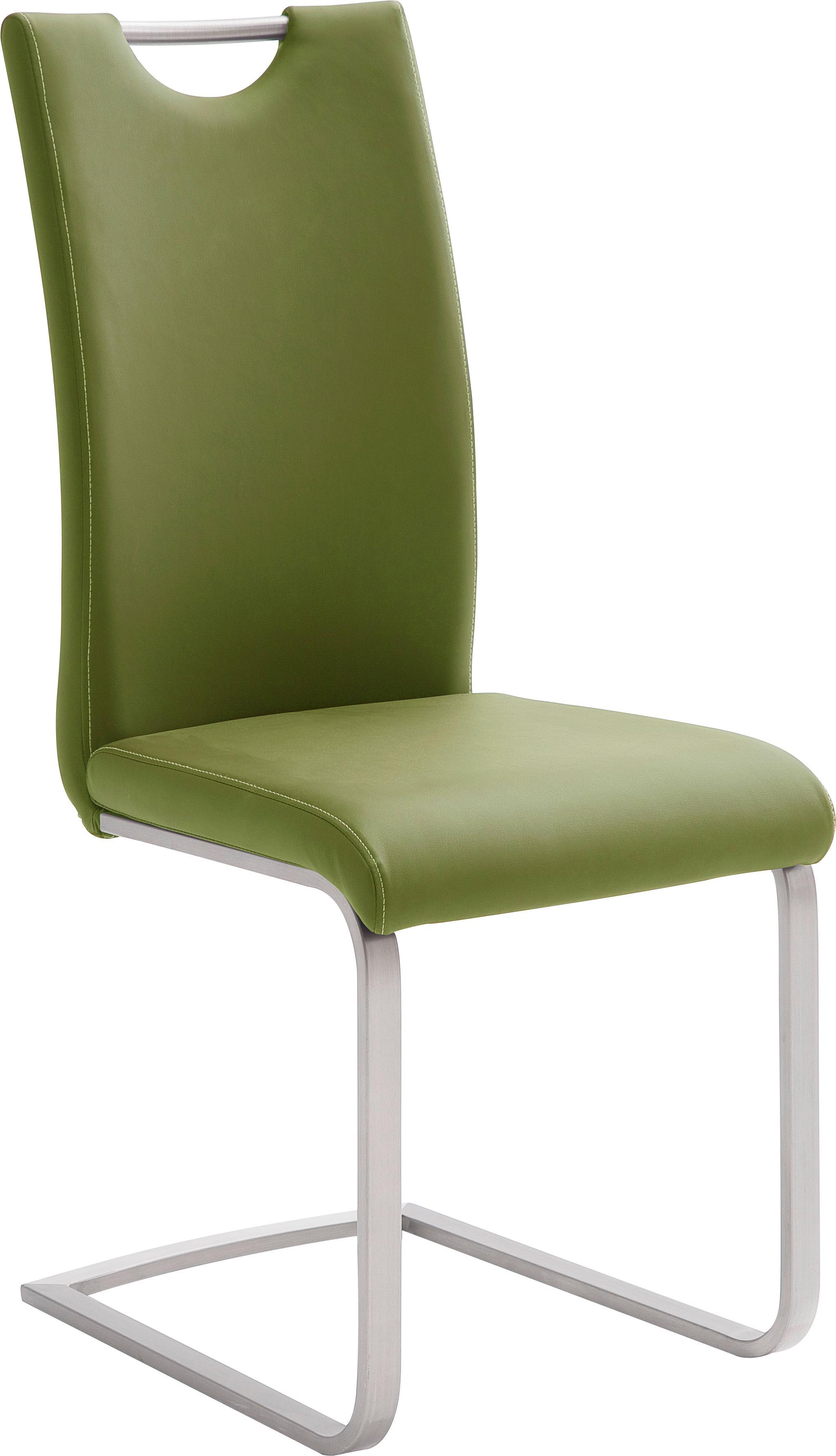 KRZESŁO NA PŁOZIE PAULO - zielony/kolor stalowy, Design, metal/tkanina (42/103/55cm) - Novel