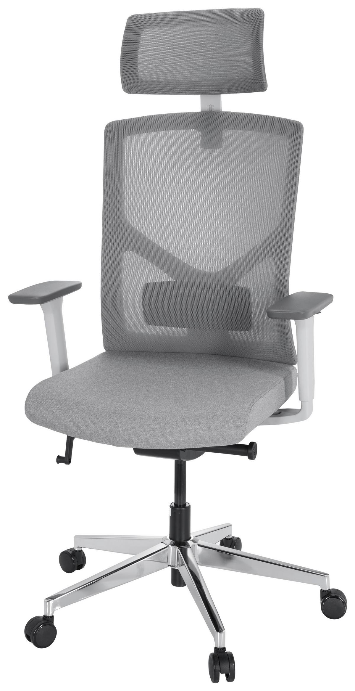 Pisarniški Stol Breton Pro W, Siva - siva/bela, Moderno, kovina/umetna masa (68/125/74cm) - MID.YOU