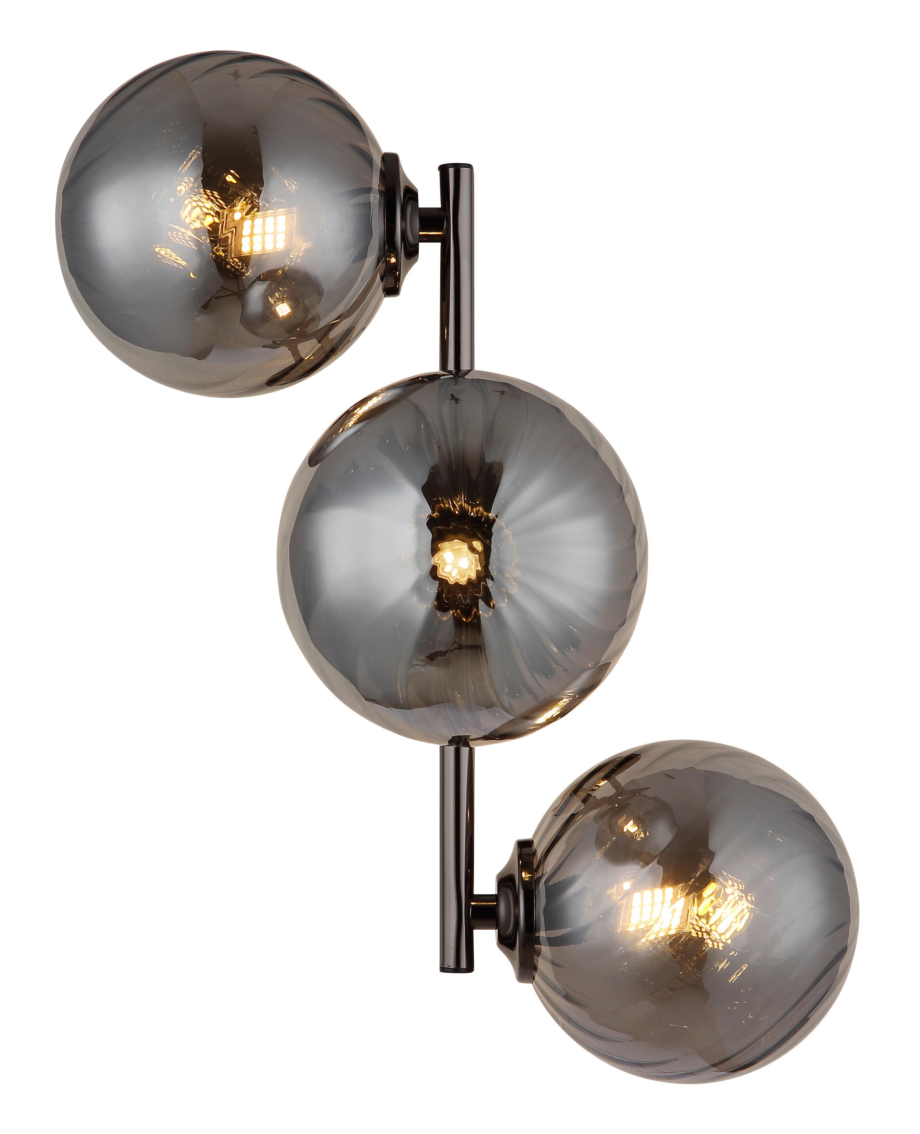 WANDLEUCHTE 56146WG CONOR - Schwarzchrom/Grau, Design, Glas/Metall (36/28/25cm) - Globo