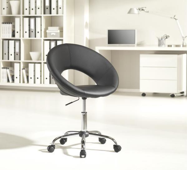 KRZESŁO OBROTOWE MŁODZIEŻOWE LAZY - czarny/kolor chromowy, Design, tworzywo sztuczne/metal (68/84-96/56cm) - Carryhome