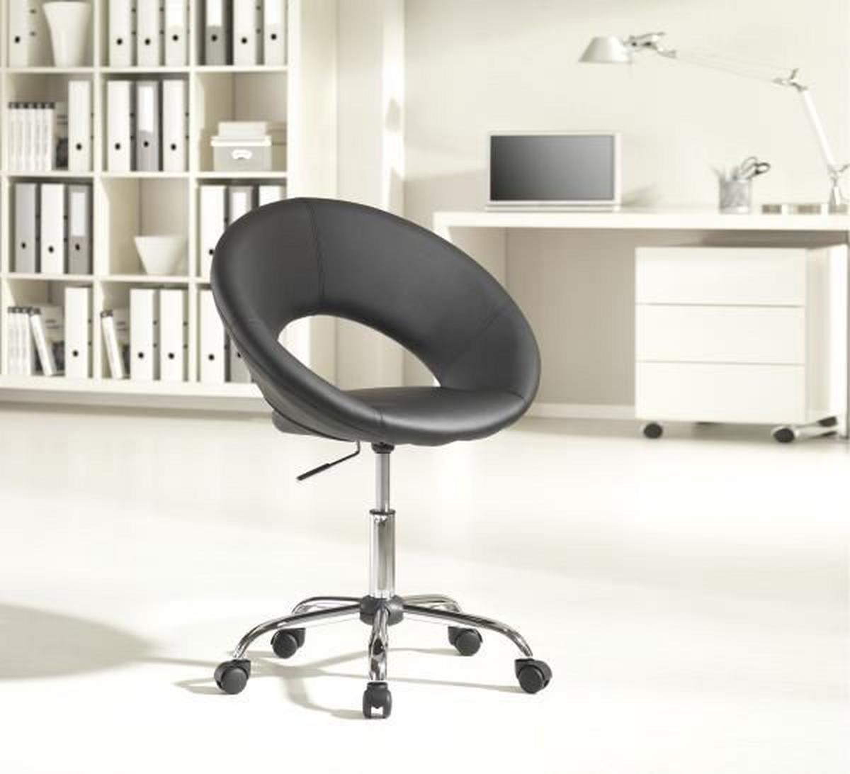 KRZESŁO OBROTOWE MŁODZIEŻOWE LAZY - czarny/kolor chromowy, Design, tworzywo sztuczne/metal (68/84-96/56cm) - Carryhome