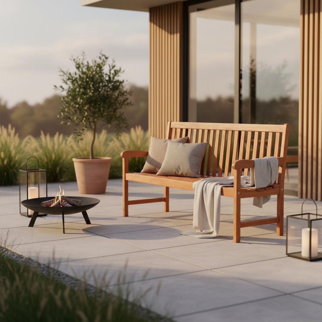 Gartenbank Santos aus Eukalyptus Natur - Naturfarben, Basics, Holz (157/89/58cm) - Gardenson