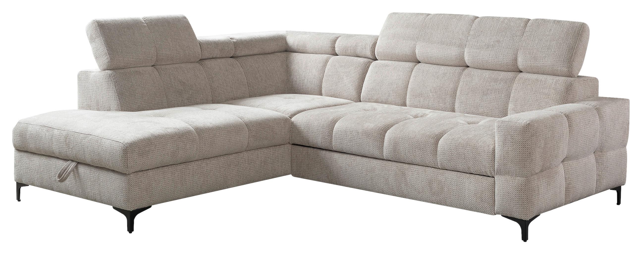 Kutna Garnitura Leno - svijetlo siva/crna, Moderno, drvni materijal/tekstil (212/79-95/254cm) - Modern Living