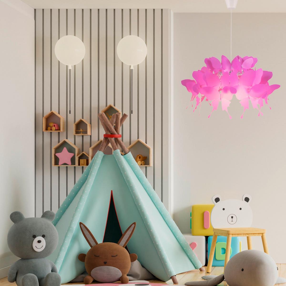 Kinderhängeleuchte Lp-3439/1p Farfalla - Pink, Trend, Kunststoff (50/50/115cm)