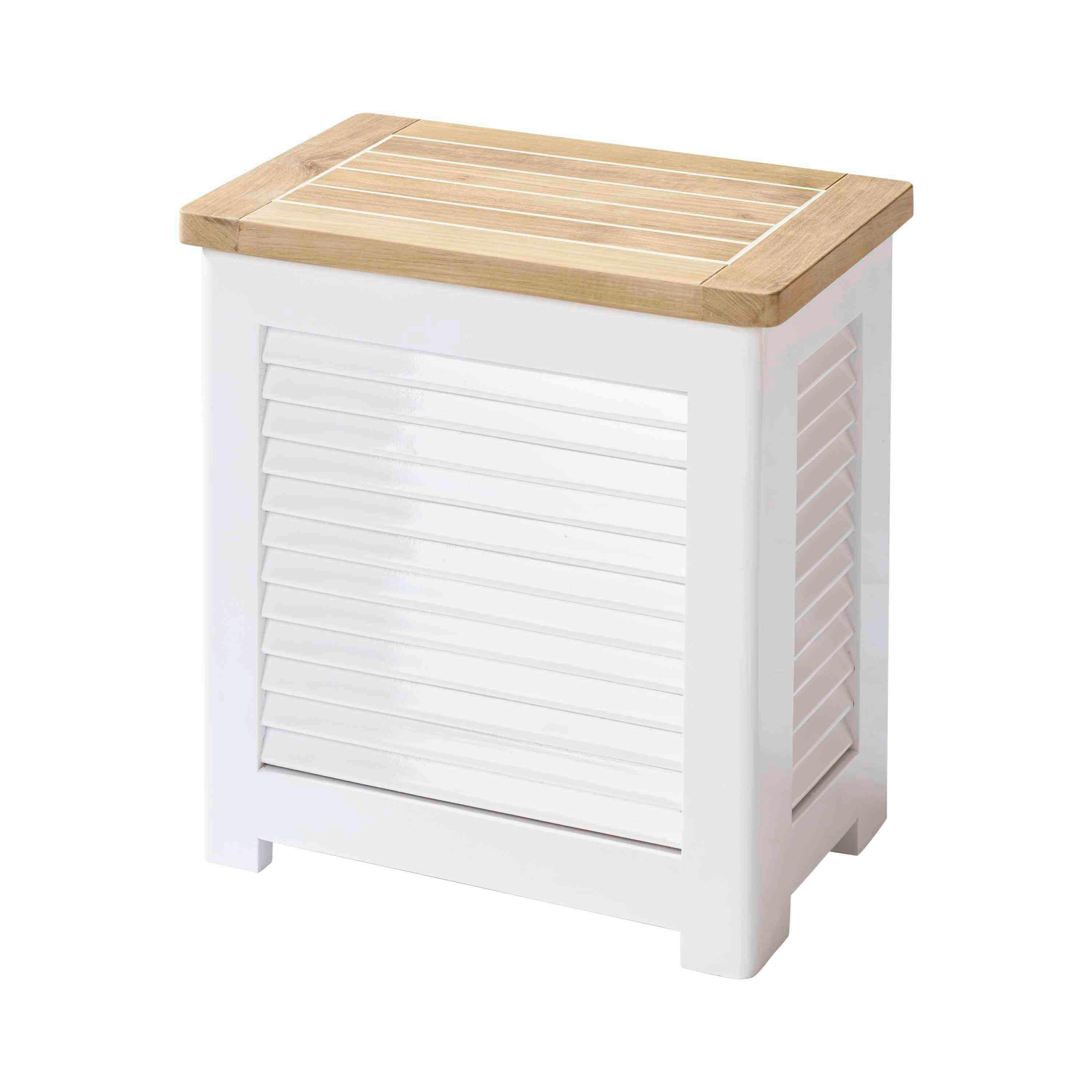 TRUHE CLASSIC 5066112 - Weiß/Teakfarben, ROMANTIK / LANDHAUS, Holz (45/48/31cm) - MID.YOU
