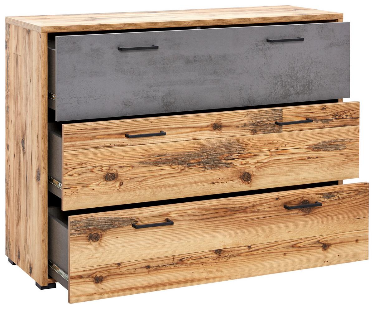 Comodă Alicante - culoare lemn molid/gri, Modern, material pe bază de lemn (120/89,4/38cm)