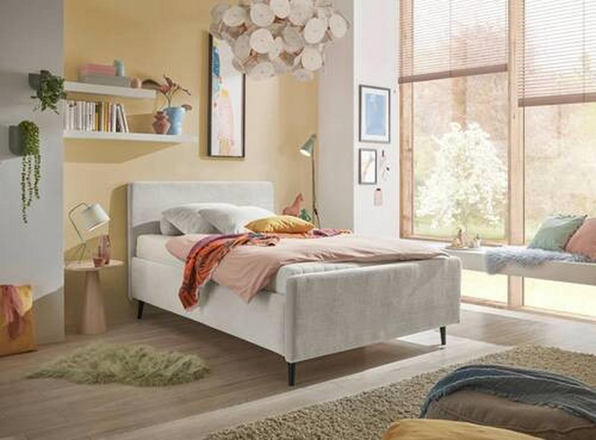 Polsterbett Peach ca. 140x200 cm Creme - Creme/Schwarz, MODERN, Holz/Holzwerkstoff (140/200cm) - MID.YOU