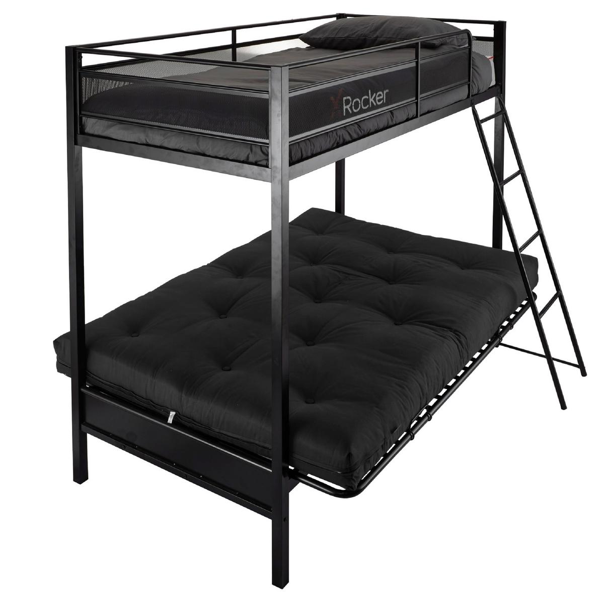 Etagenbett DBL Futon 90x190cm Schwarz - Schwarz, MODERN, Metall (90/190cm) - X Rocker