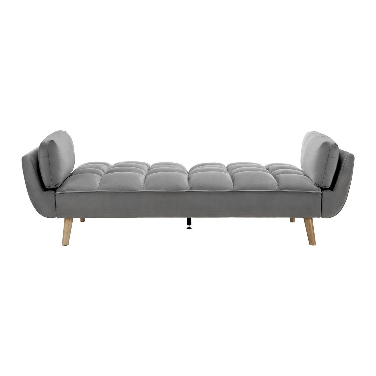 Schlafsofa Cora Grau Samt - Naturfarben/Grau, MODERN, Holz/Textil (214/92/81cm) - Bessagi Home