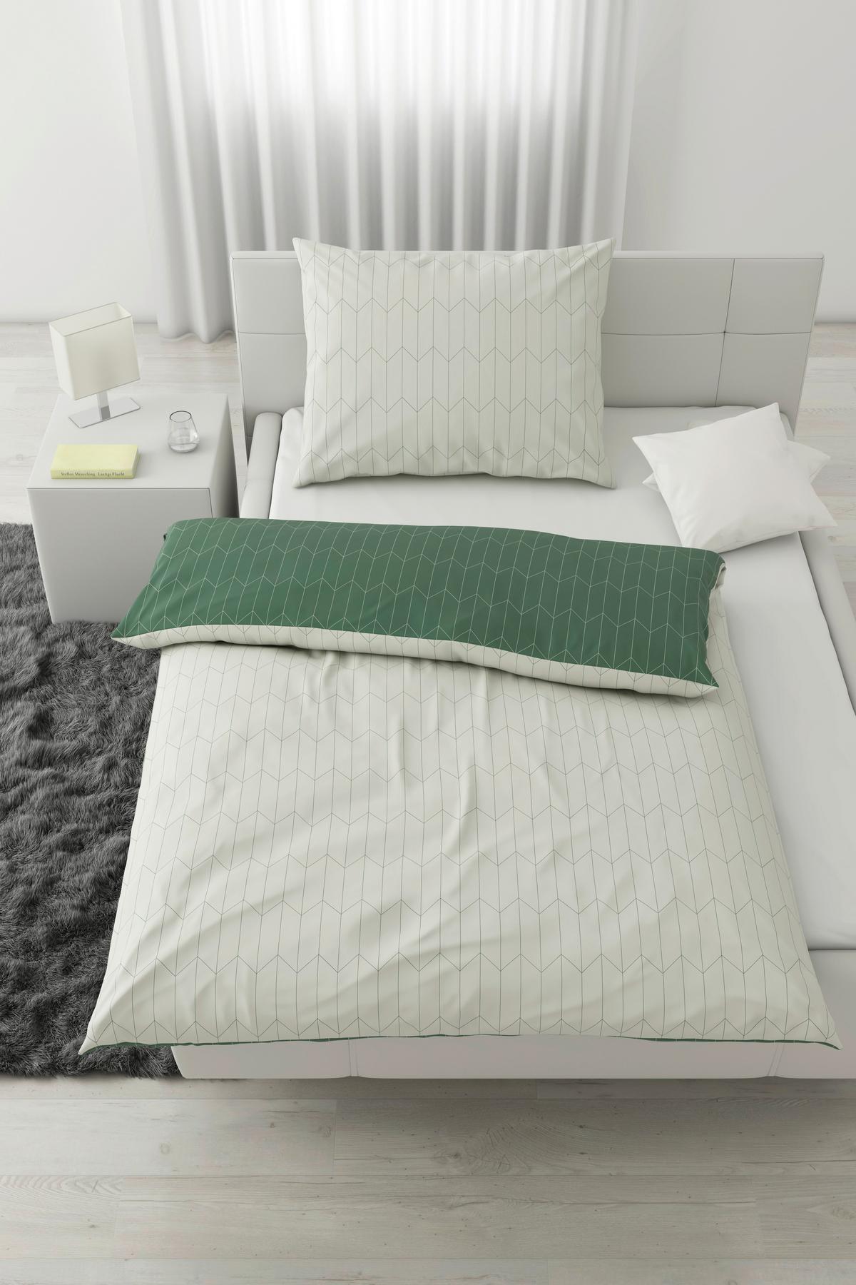Ágyneműhuzat-garnitúra Tegola - natúr színű/zöld, Modern, textil (140/200cm) - Modern Living