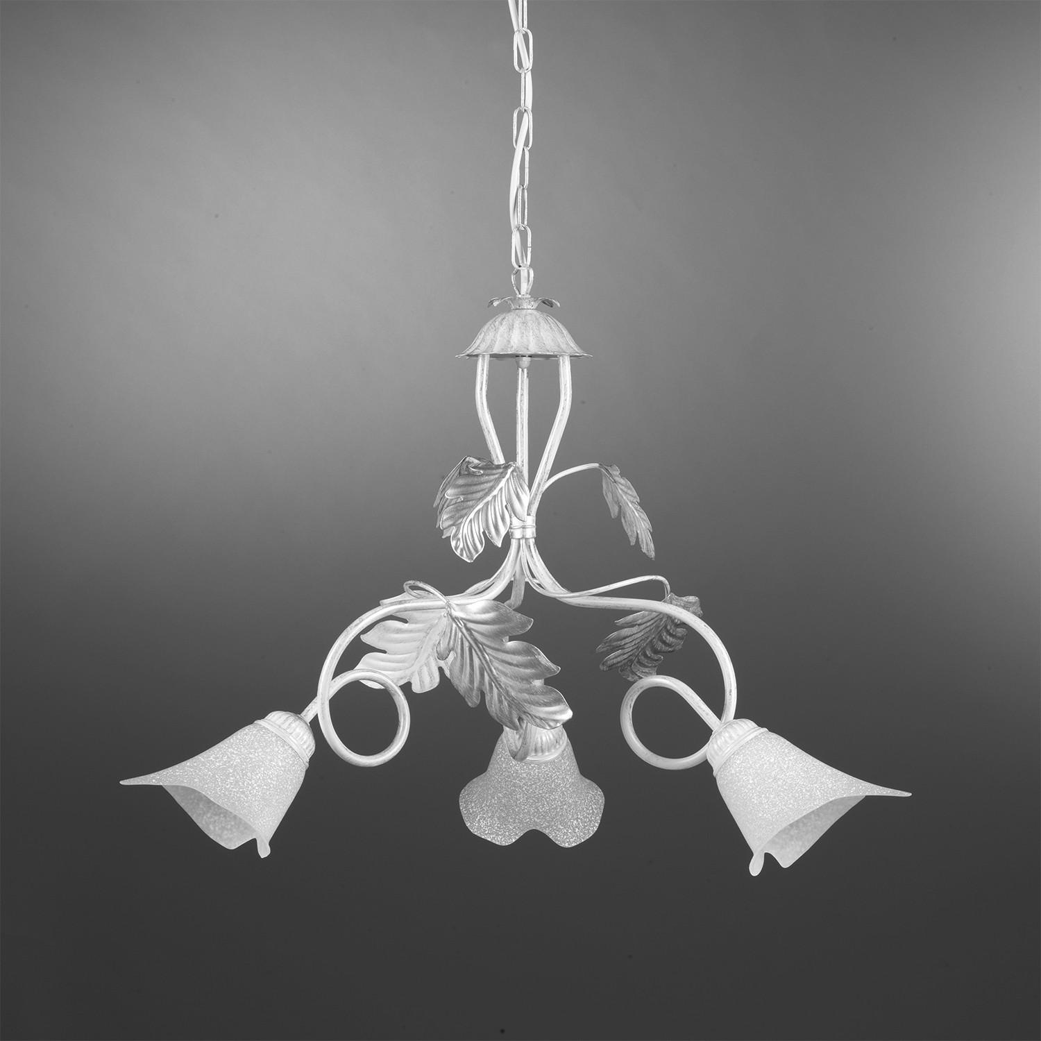 Kronleuchter Marilena Silber/Weiß max. 6 Watt - Silberfarben/Weiß, KONVENTIONELL, Glas/Metall (60/110cm)