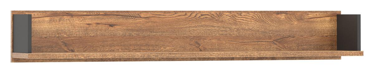 REGAŁ ŚCIENNY DORIAN - kolor dębowy/czarny, Design, materiał drewnopochodny (24/153/22cm) - MID.YOU