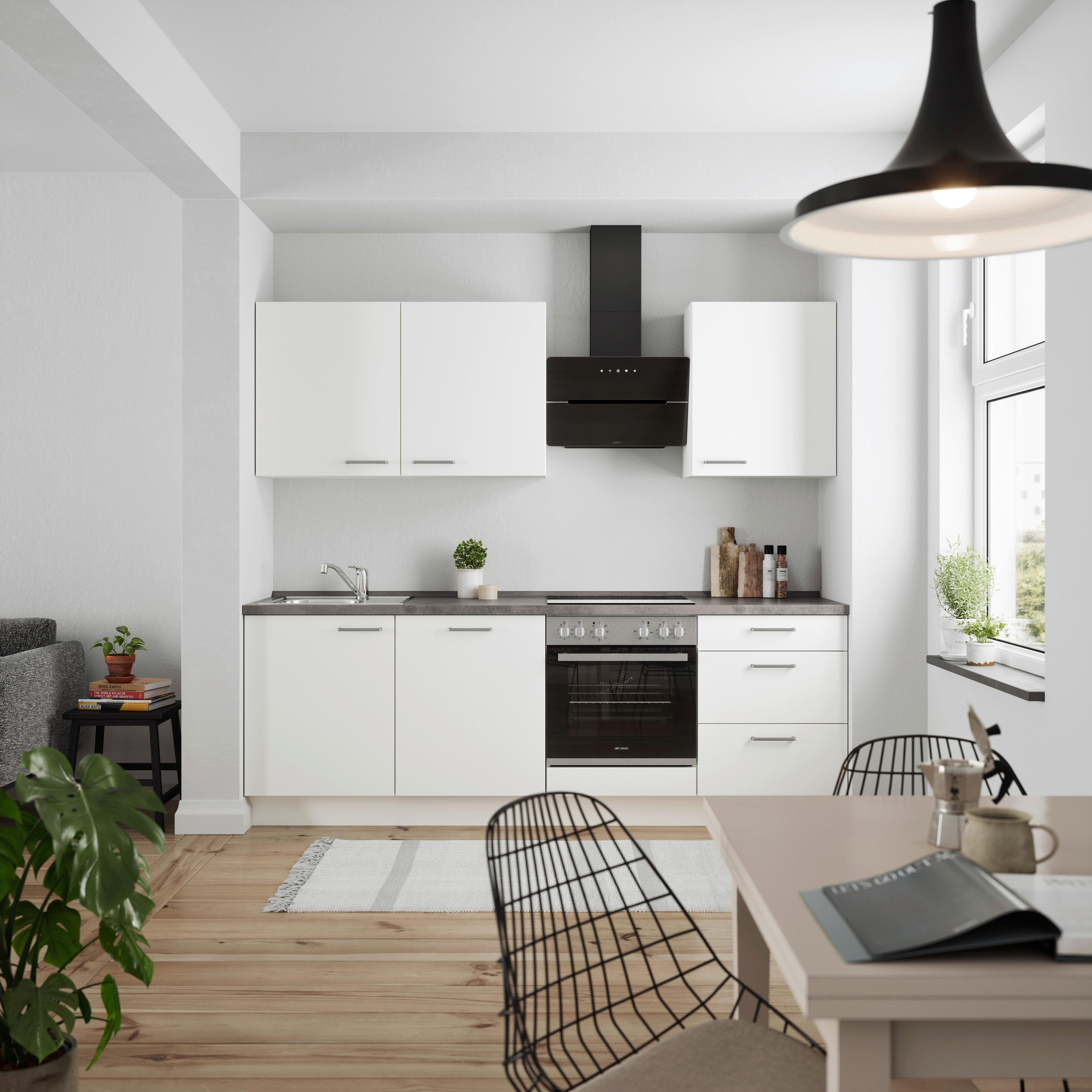 Küchenleerblock Touch High o. Geräte Weiß - Edelstahlfarben/Weiß, MODERN, Holzwerkstoff/Metall (240cm) - Nobilia